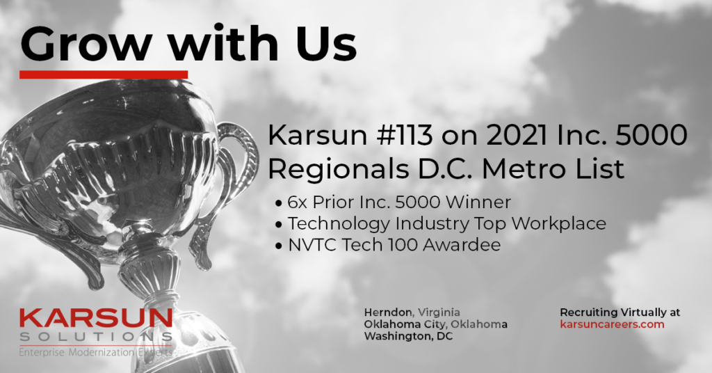 Karsun #113 on 2021 Inc. 5000 Regionals D.C. Metro List